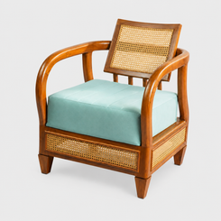 Teakwood Cane Accent Chair