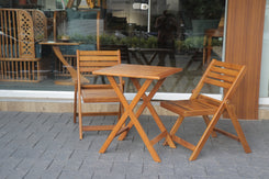 Premium Solid Teak Wood Folding Bistro Table Set (2 Chairs + 1 Table)