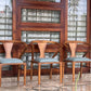 Premium Solid Teak Wood Dining Chair Set of 3 with Upholstered Seats