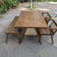 Premium Solid Teak Wood Dining Table Set with 1 Bench & 2 Cane Armchairs
