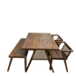 Premium Solid Teak Wood Dining Table Set with 1 Bench & 2 Cane Armchairs