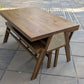 Premium Solid Teak Wood Dining Table Set with 1 Bench & 2 Cane Armchairs