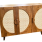 Premium Teak Wood Cane Storage Cabinet | 4 Door Sideboard